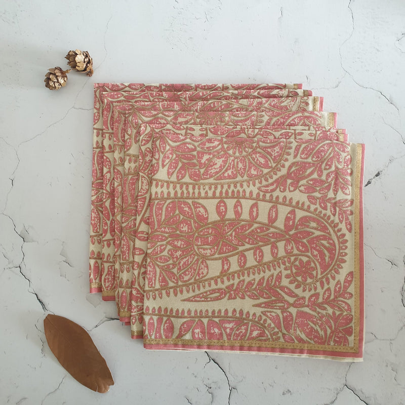 NAPKINS IN COTTON - VINTAGE ROSE PAISLEY (Set of 6)