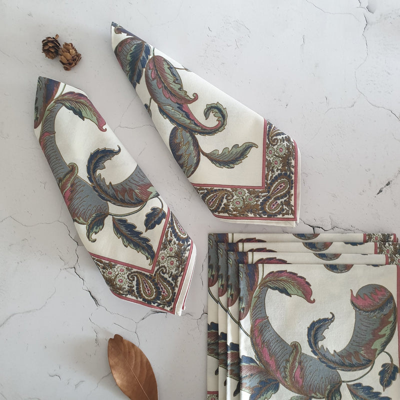 NAPKINS IN COTTON - GREY PAISLEY (Set of 6)