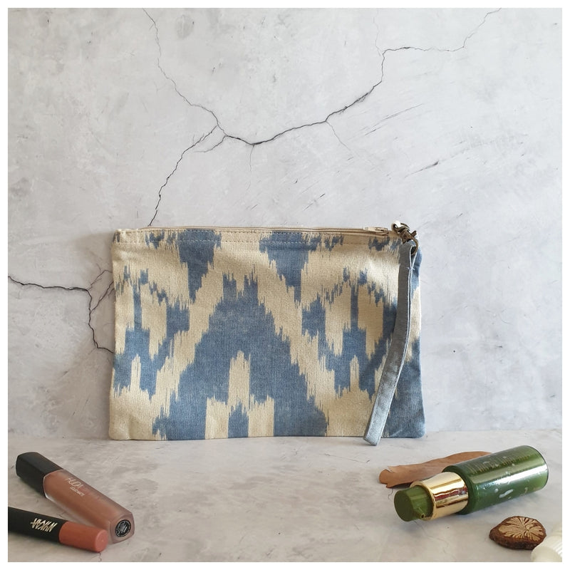 Cosmetic/Travel Pouch - Ikat Blue