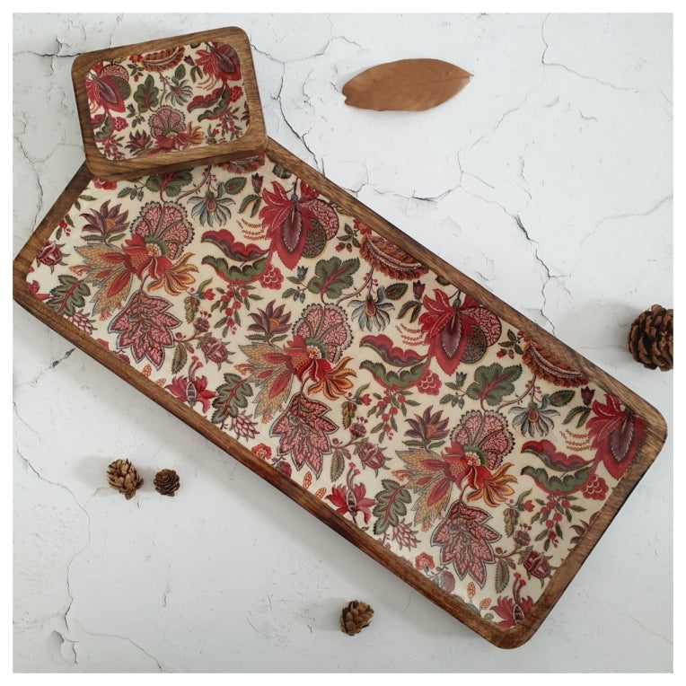 RECTANGLE PLATTER WITH BOWL - KALAMKARI