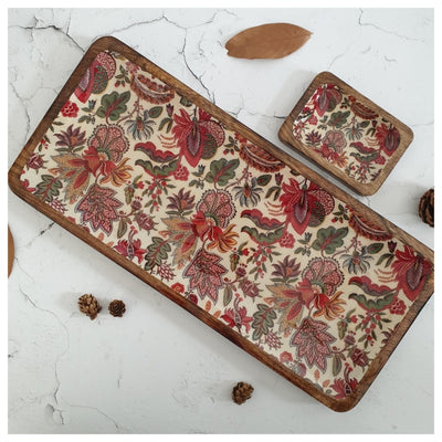 RECTANGLE PLATTER WITH BOWL - KALAMKARI