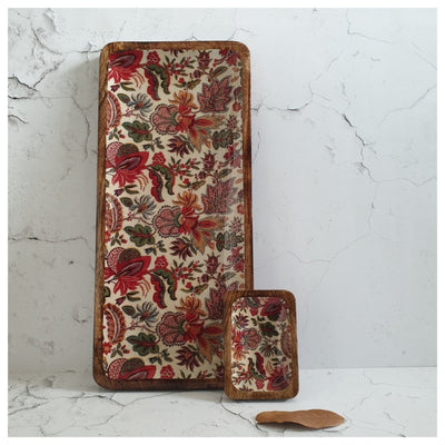 RECTANGLE PLATTER WITH BOWL - KALAMKARI