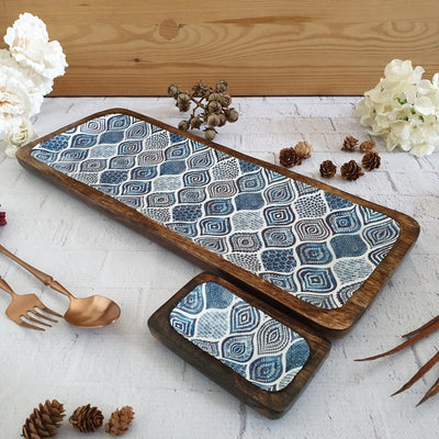 RECTANGLE PLATTER WITH BOWL - PALM MANDALA
