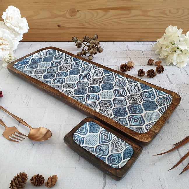 RECTANGLE PLATTER WITH BOWL - PALM MANDALA