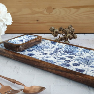 RECTANGLE PLATTER WITH BOWL - WATER LILY