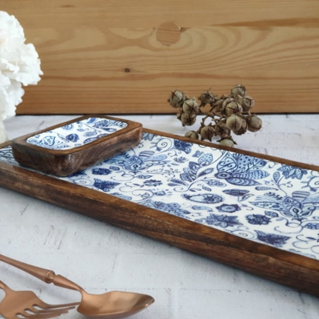 RECTANGLE PLATTER WITH BOWL - WATER LILY