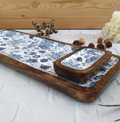RECTANGLE PLATTER WITH BOWL - WATER LILY