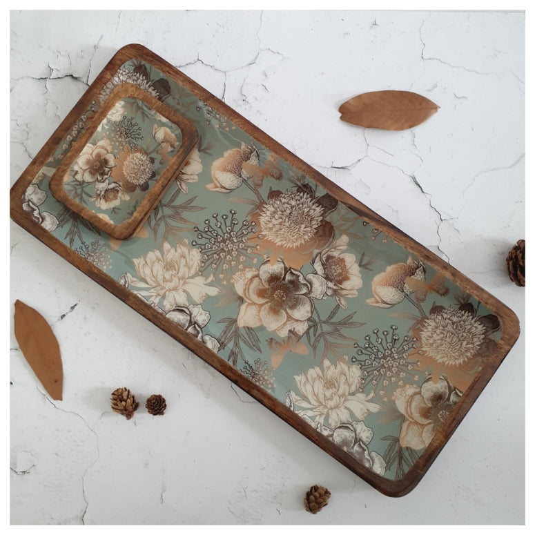 RECTANGLE PLATTER WITH BOWL - SUMMER RAIN