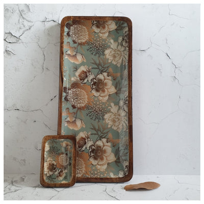 RECTANGLE PLATTER WITH BOWL - SUMMER RAIN