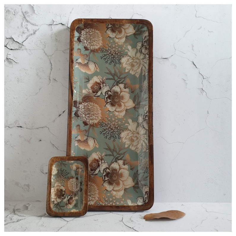 RECTANGLE PLATTER WITH BOWL - SUMMER RAIN