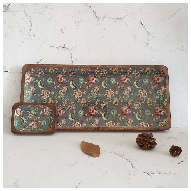 RECTANGLE PLATTER WITH BOWL - EARTHY MEADOW