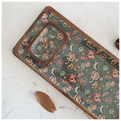 RECTANGLE PLATTER WITH BOWL - EARTHY MEADOW