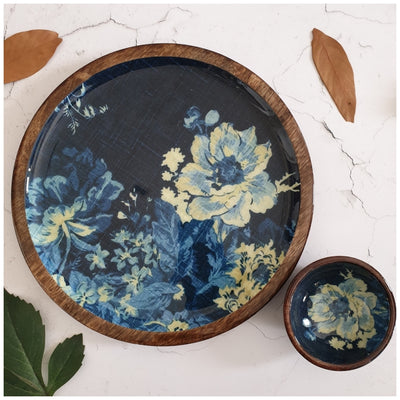 PLATTER - ROUND - DENIM BLUE FLORAL