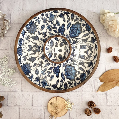 Chip & Dip Platter - Indigo Blue Floral