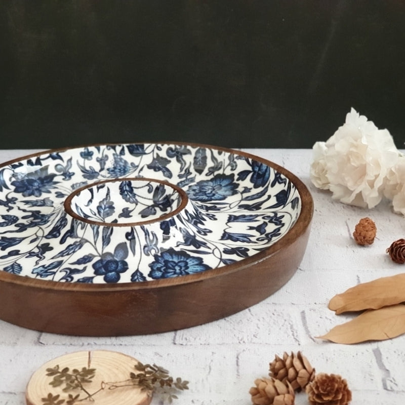 Chip & Dip Platter - Indigo Blue Floral