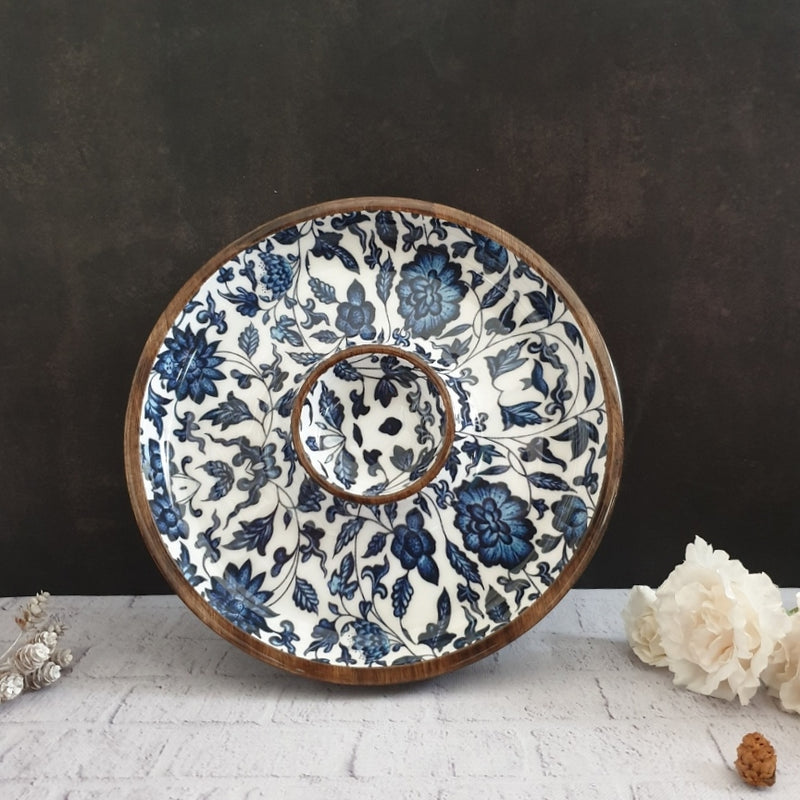 Chip & Dip Platter - Indigo Blue Floral