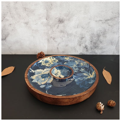 Chip & Dip Platter - Denim Blue Floral