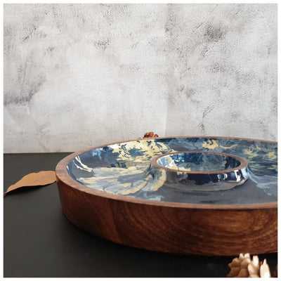 Chip & Dip Platter - Denim Blue Floral