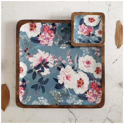 SQUARE PLATTER WITH BOWL - DESERT ROSE³