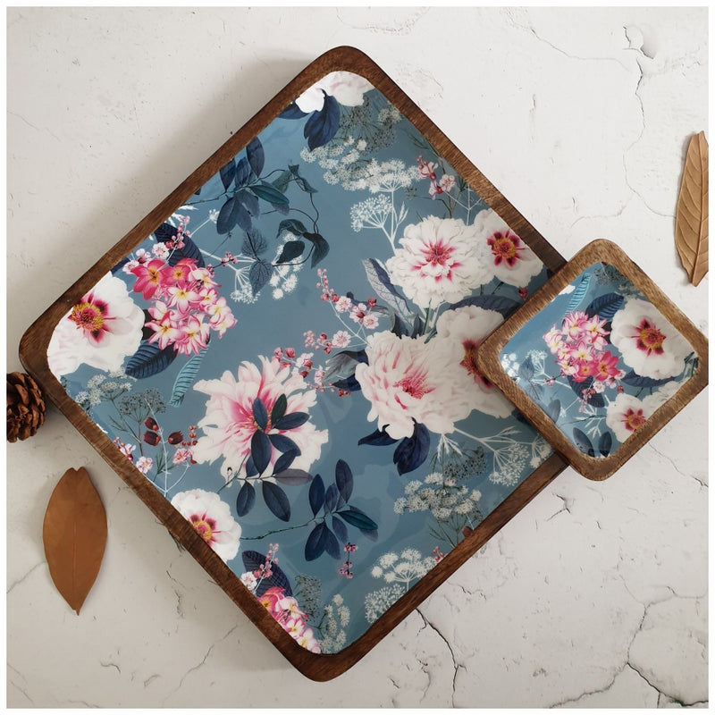 SQUARE PLATTER WITH BOWL - DESERT ROSE³