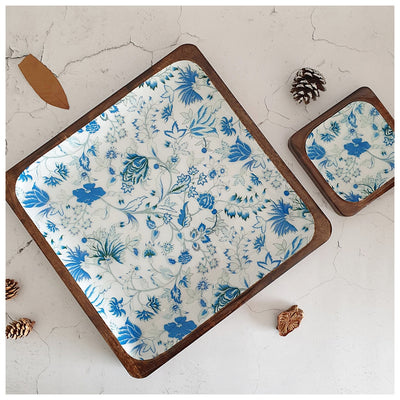 SQUARE PLATTER WITH BOWL - CARIBBEAN FLORAL