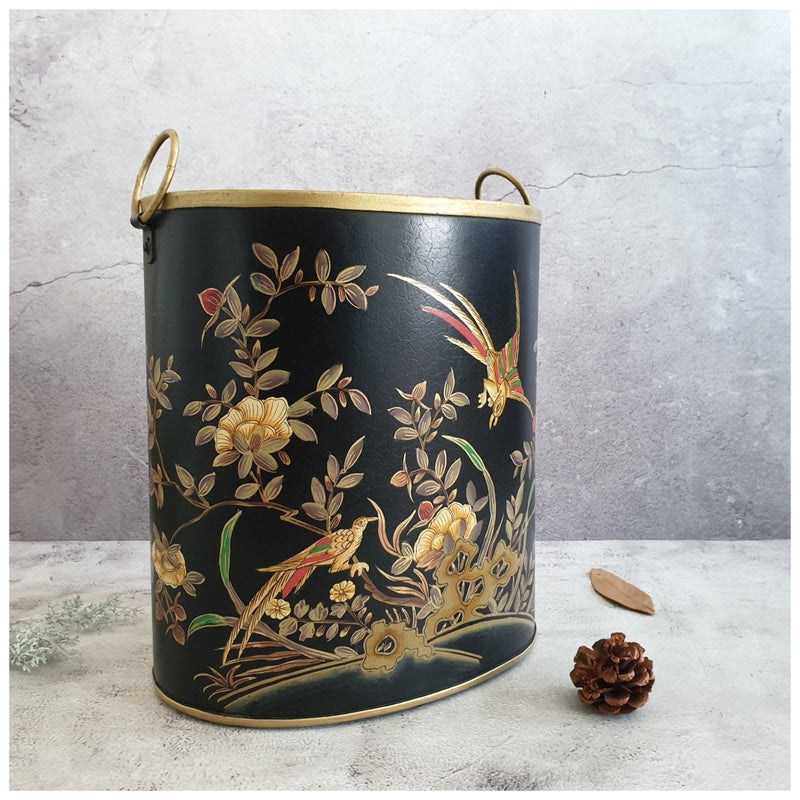 HAND PAINTED - PAPER BIN - ENGLISH VINTAGE GARDEN