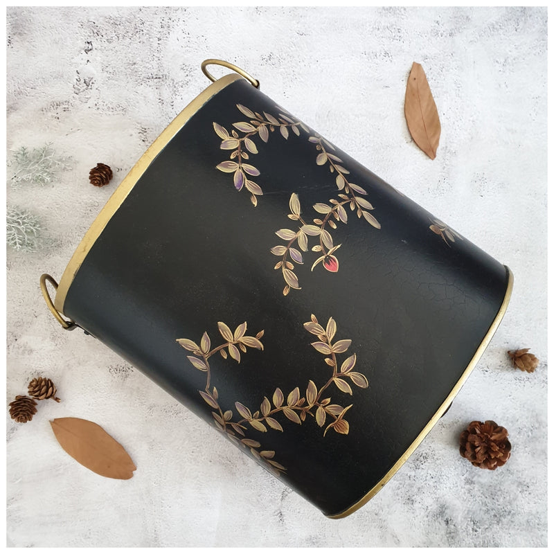 HAND PAINTED - PAPER BIN - ENGLISH VINTAGE GARDEN