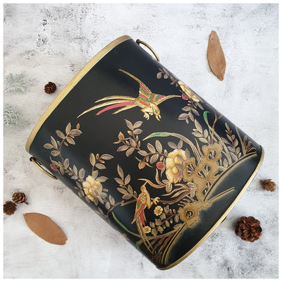 HAND PAINTED - PAPER BIN - ENGLISH VINTAGE GARDEN