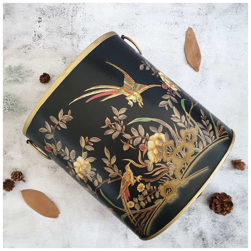 HAND PAINTED - PAPER BIN - ENGLISH VINTAGE GARDEN