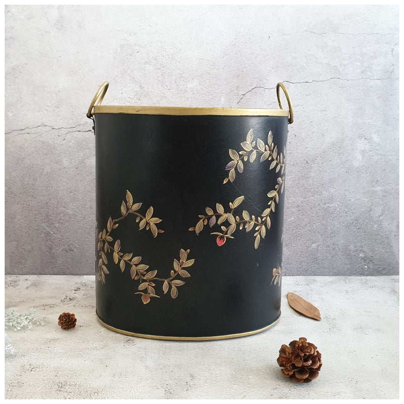 HAND PAINTED - PAPER BIN - ENGLISH VINTAGE GARDEN