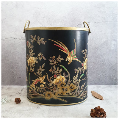 HAND PAINTED - PAPER BIN - ENGLISH VINTAGE GARDEN