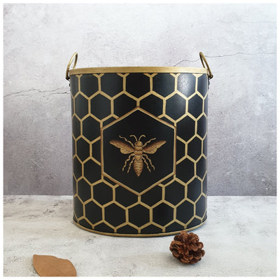 HAND PAINTED - PAPER BIN - EBONY HONEY COMB