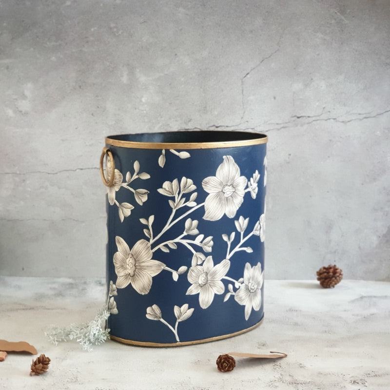 HAND PAINTED - PAPER BIN - BLOOMING HIBISCUS