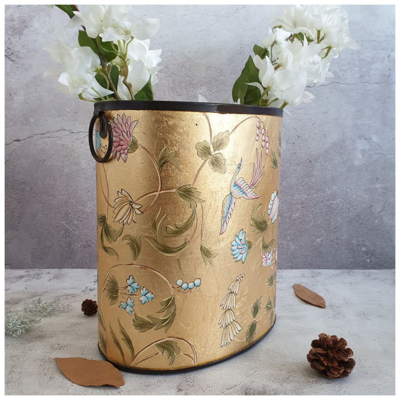 HAND PAINTED - PAPER BIN - GOLDEN LEAF