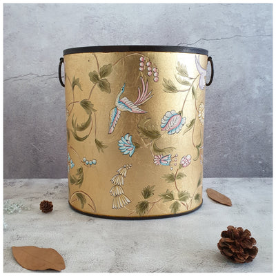 HAND PAINTED - PAPER BIN - GOLDEN LEAF