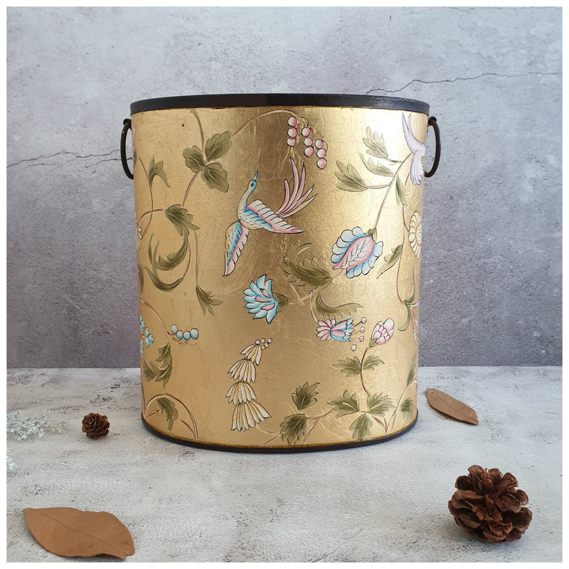 HAND PAINTED - PAPER BIN - GOLDEN LEAF