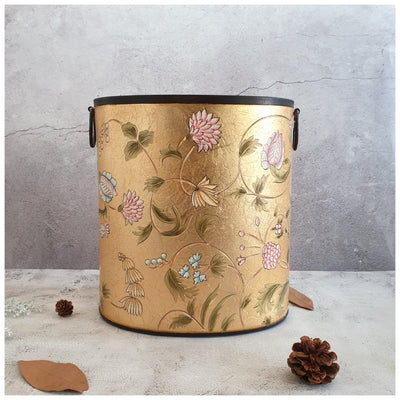 HAND PAINTED - PAPER BIN - GOLDEN LEAF