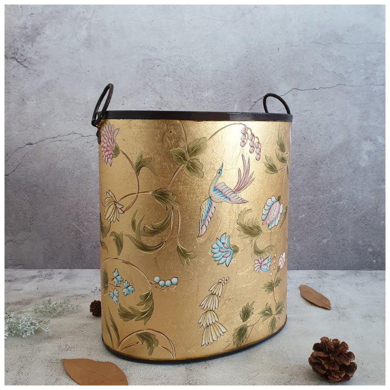 HAND PAINTED - PAPER BIN - GOLDEN LEAF