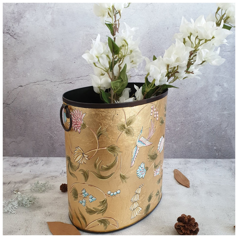 HAND PAINTED - PAPER BIN - GOLDEN LEAF