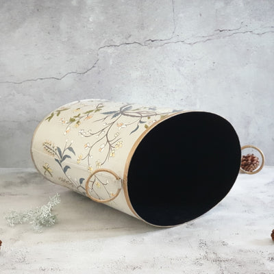 HAND PAINTED - PAPER BIN - GRAY BLOSSOM