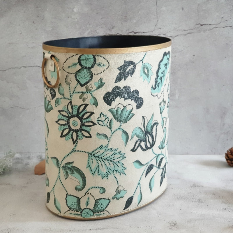HAND PAINTED - PAPER BIN - FLORAL SERENITY DISTRESS VINTAGE