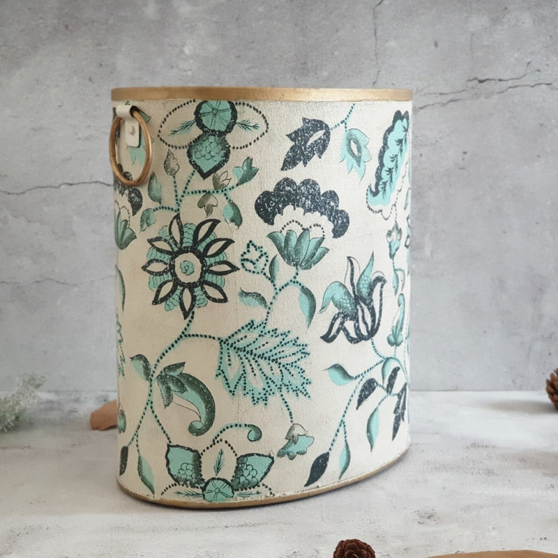 HAND PAINTED - PAPER BIN - FLORAL SERENITY DISTRESS VINTAGE