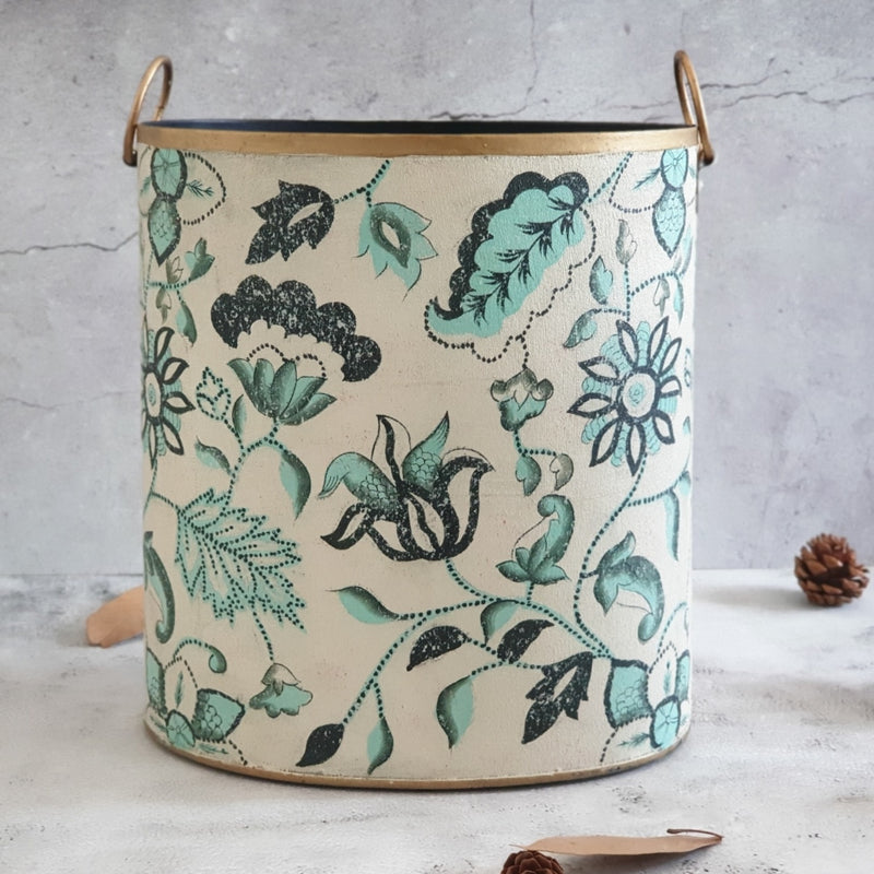 HAND PAINTED - PAPER BIN - FLORAL SERENITY DISTRESS VINTAGE
