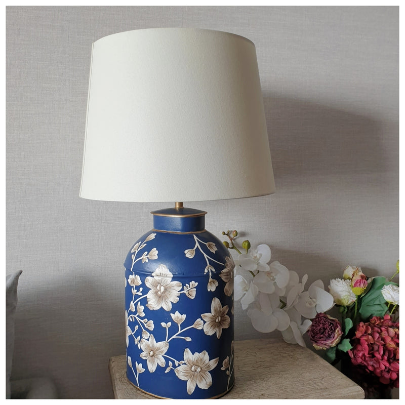 HAND PAINTED - TABLE LAMP - BLOOMING HIBISCUS