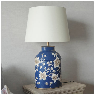 HAND PAINTED - TABLE LAMP - BLOOMING HIBISCUS