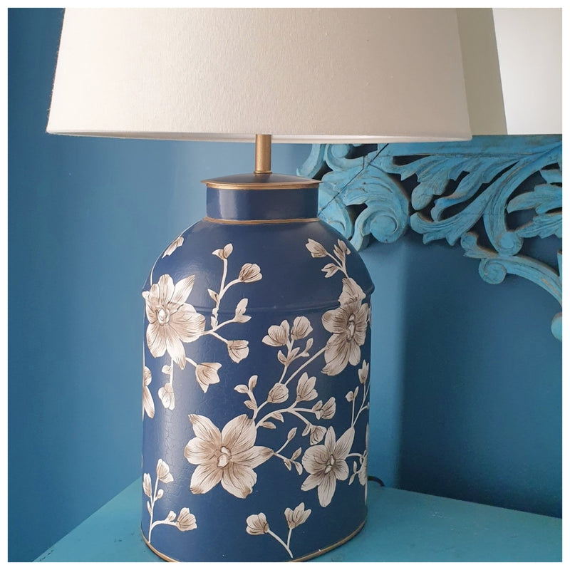 HAND PAINTED - TABLE LAMP - BLOOMING HIBISCUS