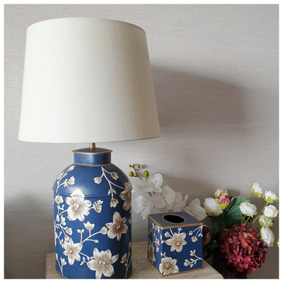 HAND PAINTED - TABLE LAMP - BLOOMING HIBISCUS