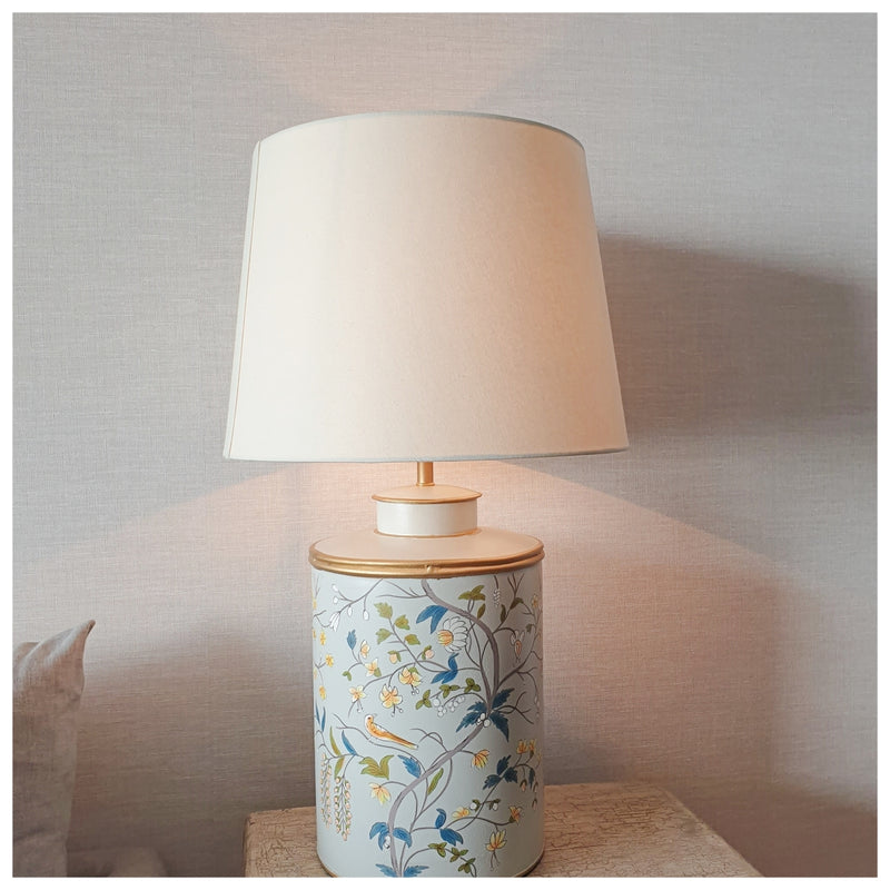 HAND PAINTED - TABLE LAMP - GREY BLOSSOM