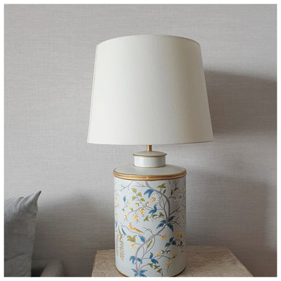 HAND PAINTED - TABLE LAMP - GREY BLOSSOM