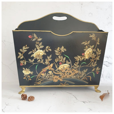 HAND PAINTED - MAGAZINE RACK - ENGLISH VINTAGE